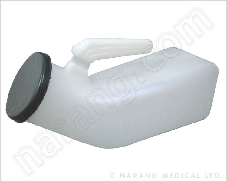 Urinal, Graduated with Lid, made of white HDPE