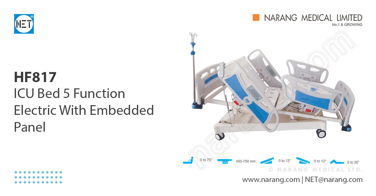ICU Bed 5 Function Electric With Embedded Panel HF817 ICU Bed 5