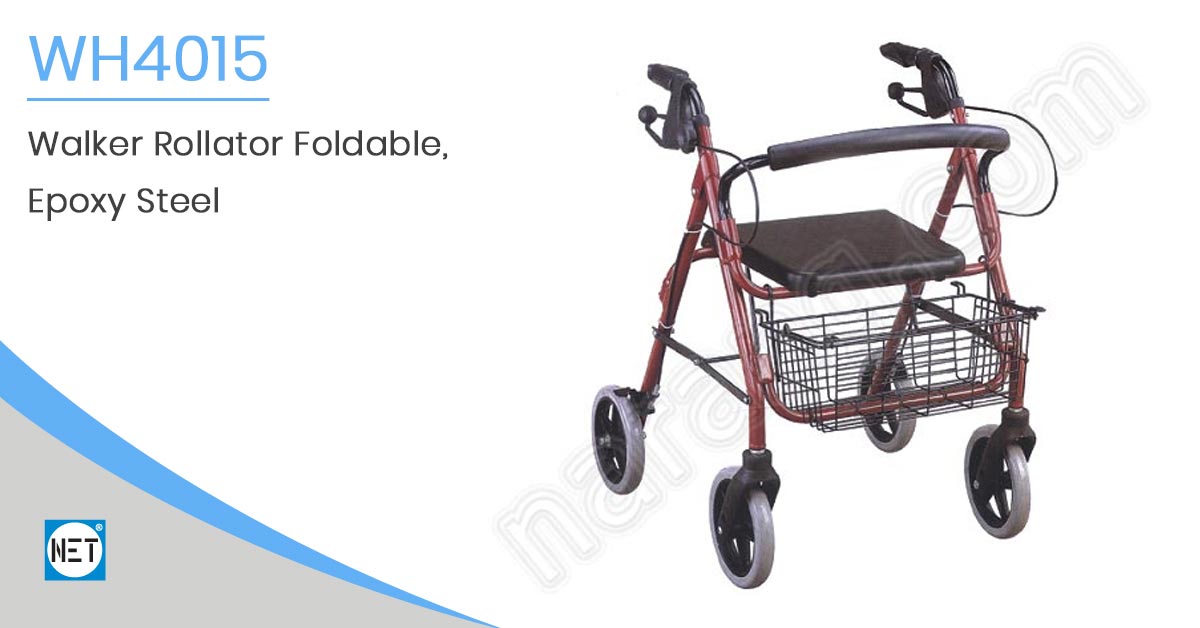 Walker Rollator Foldable, Epoxy Steel WH4015 Walker Rollator