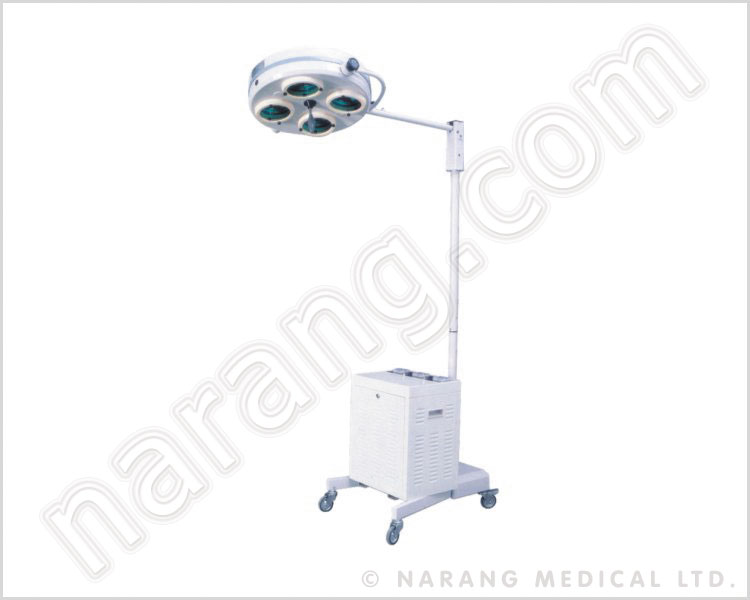 Mobile Shadowless Operation Lamp Single Dome Stand Model With Castors & With Battery Backup (4 Bulbs)