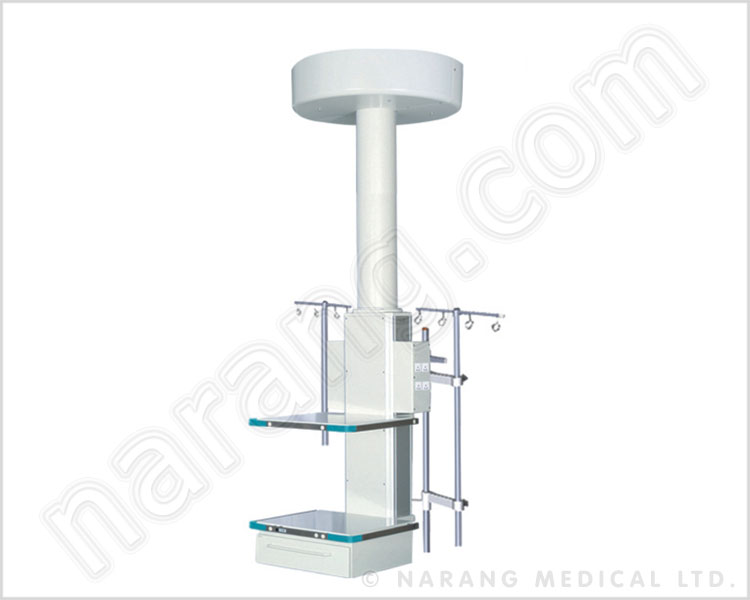 Medical Column with Two Shelf and Saline Rod